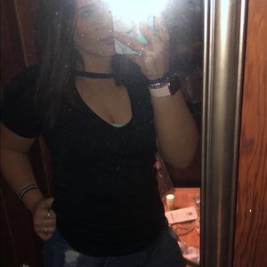 forever 21 black top w/ cutout around chest area